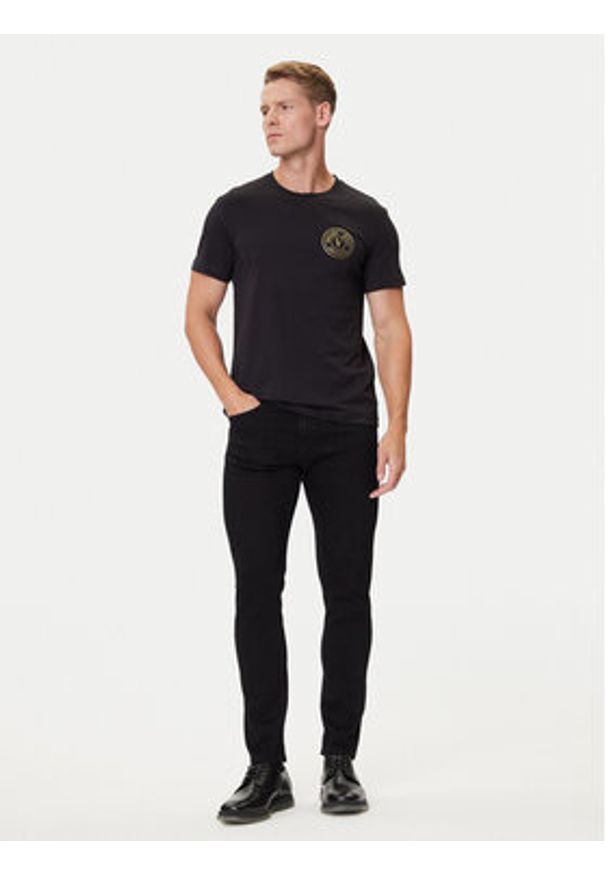 Versace Jeans Couture T-Shirt 79GAHT00 CJ00T Czarny Regular Fit. Kolor: czarny. Materiał: bawełna