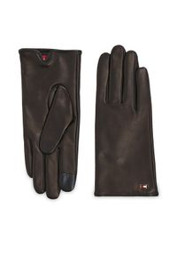 TOMMY HILFIGER - Tommy Hilfiger Rękawiczki Damskie Essential Flag Leather Gloves AW0AW15360 Czarny. Kolor: czarny. Materiał: skóra