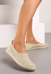 Born2be - Jasnobeżowe Płaskie Espadryle na Plecionej Podeszwie Dimzarra. Okazja: na co dzień. Kolor: beżowy. Materiał: len. Sezon: lato. Styl: klasyczny, casual, elegancki #5