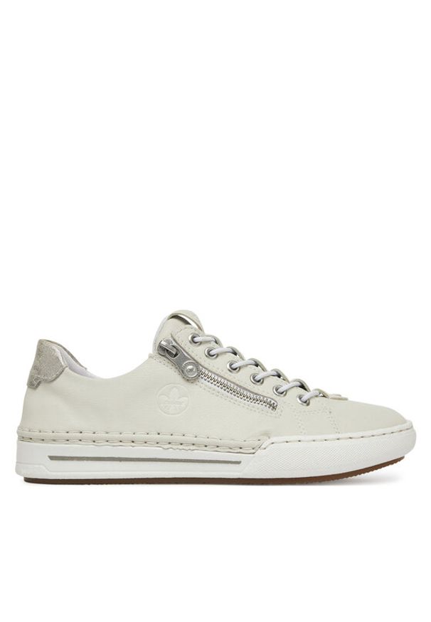 Rieker Sneakersy L7250-80 Écru. Materiał: skóra