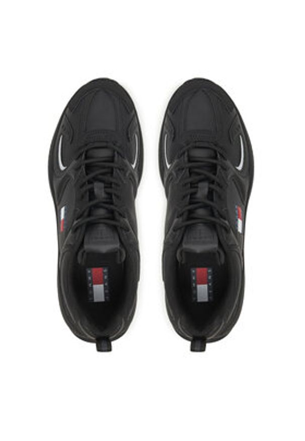 Tommy Jeans Sneakersy Tjm Runner Leather EM0EM01621 Czarny. Kolor: czarny. Materiał: skóra