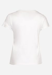 Born2be - Biały T-shirt z Krótkim Rękawem i Ozdobnym Nadrukiem Testolene. Okazja: na co dzień. Kolekcja: plus size. Kolor: biały. Materiał: jeans. Długość rękawa: krótki rękaw. Długość: krótkie. Wzór: nadruk. Styl: casual, klasyczny, wizytowy #4