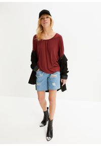 bonprix - Bluzka oversize z mieszanki wiskozy. Kolor: czerwony. Materiał: wiskoza
