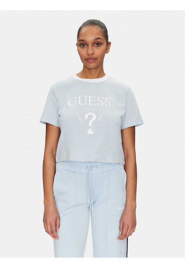 Guess T-Shirt V5GI18 I3Z14 Błękitny Boxy Fit. Kolor: niebieski. Materiał: bawełna