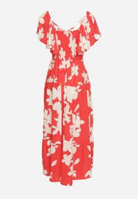 Born2be - Czerwono-Biała Wiskozowa Sukienka Rozkloszowana z Gumką w Talii Nansalinne. Okazja: na randkę, na co dzień. Typ kołnierza: dekolt w kształcie V. Kolor: czerwony. Materiał: wiskoza. Sezon: lato. Typ sukienki: rozkloszowane. Styl: casual, klasyczny #5