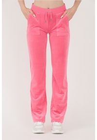 Juicy Couture - JUICY COUTURE Różowe spodnie dresowe Del Ray Pocketed Pant. Kolor: różowy. Materiał: dresówka