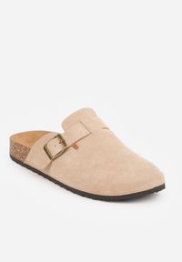 Born2be - Beżowe Klapki w Stylu Chodaków na Korkowej Podeszwie z Klamrą Saleilla. Okazja: na co dzień. Kolor: beżowy. Materiał: jeans. Sezon: lato. Styl: klasyczny, casual #6