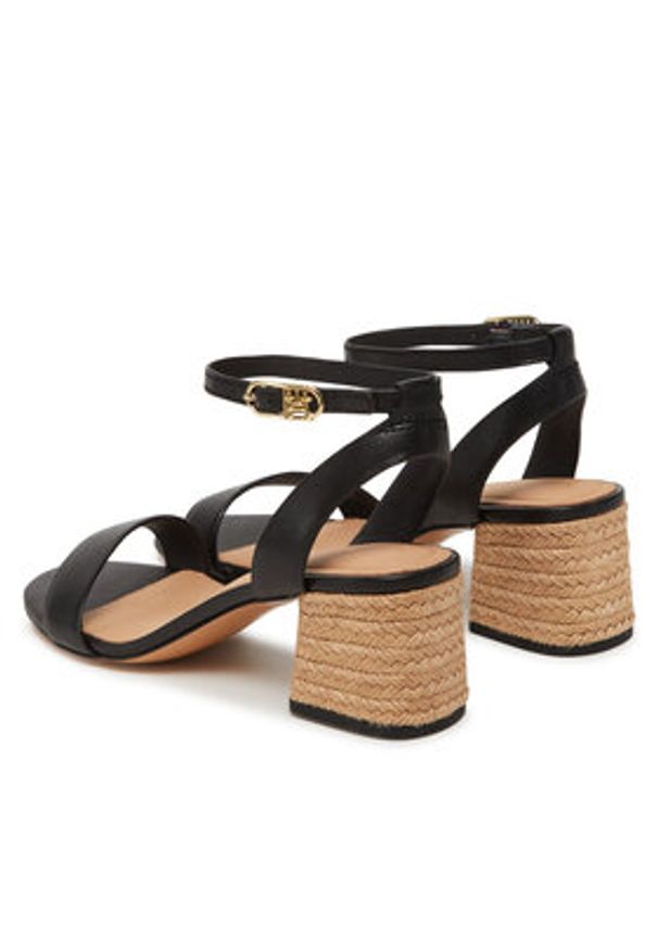 TOMMY HILFIGER - Tommy Hilfiger Espadryle Leather Ankle Strap Espad Sandal FW0FW08533 Czarny. Kolor: czarny. Materiał: skóra