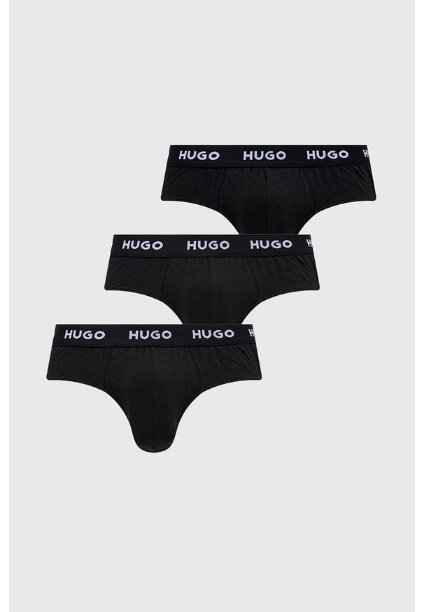 Hugo - HUGO slipy (3-pack) 50469763 męskie kolor czarny. Kolor: czarny