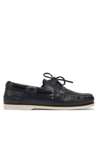 TOMMY HILFIGER - Tommy Hilfiger Półbuty Th Boat Shoe Core Lth FM0FM05569 Granatowy. Kolor: niebieski. Materiał: skóra