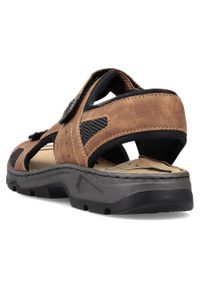 Komfortowe sandały męskie na rzepy brązowe Rieker 26156-25. Zapięcie: rzepy. Kolor: brązowy #10