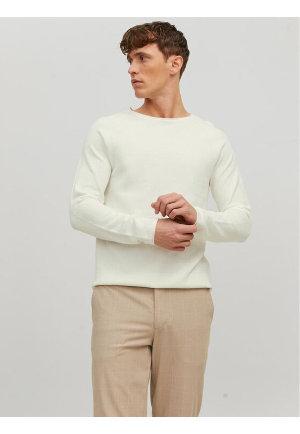 Jack & Jones - Jack&Jones Sweter 12157321 Écru Regular Fit. Materiał: bawełna