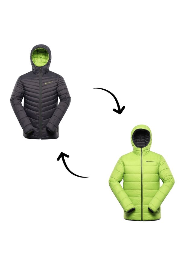 ALPINE PRO - Kurtka męska ocieplana dwustronna Alpine Pro Erom. Kolor: szary. Materiał: puch. Sport: turystyka piesza