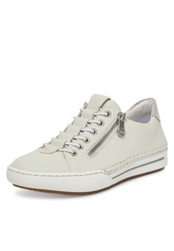 Rieker Sneakersy L7250-80 Écru. Materiał: skóra