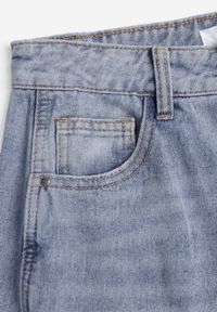 Renee - Niebieskie Jeansy Wide Leg z Bawełną i Wiskozą Zdobione Przeszyciami Hariola. Okazja: na co dzień. Stan: podwyższony. Kolor: niebieski. Wzór: aplikacja. Styl: casual, klasyczny #5