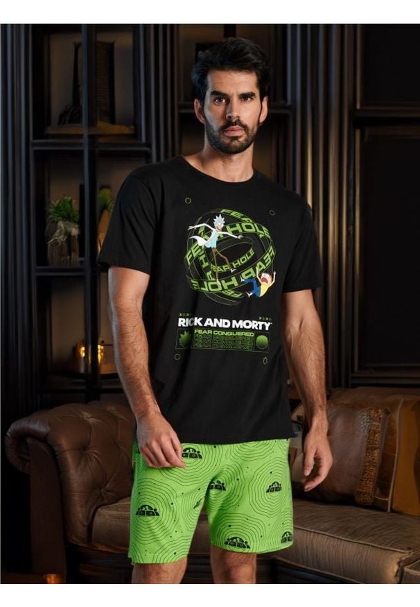 Sinsay - Piżama dwuczęściowa Rick and Morty - czarny. Kolor: czarny. Długość: krótkie. Wzór: nadruk