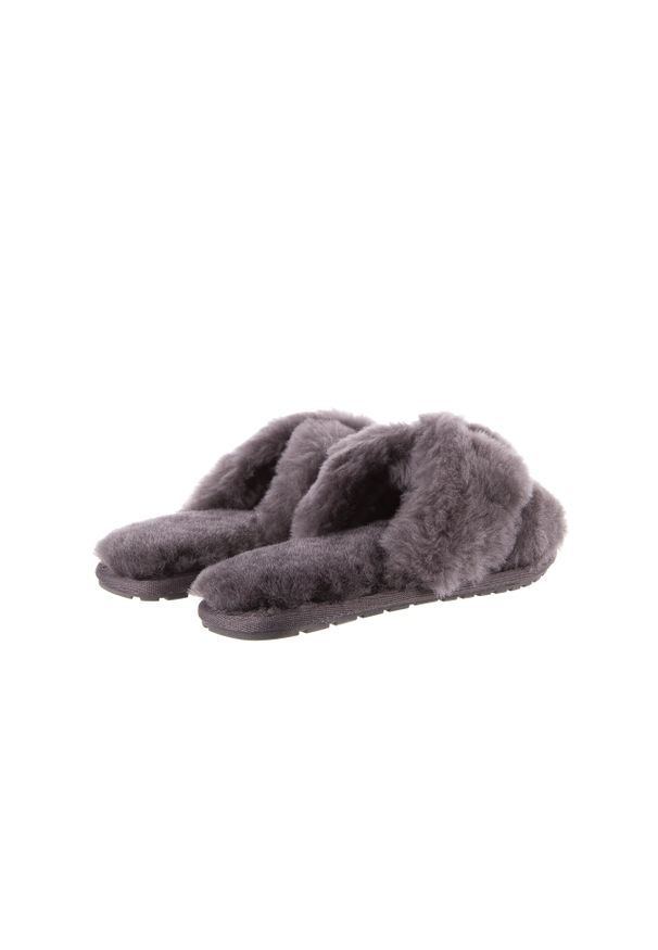 Szare klapki emu w paski, eleganckie