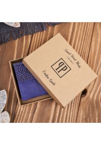 PAOLO PERUZZI - Portfel skórzany vintage Paolo Peruzzi granatowy T-114-HDB. Kolor: niebieski. Materiał: skóra. Wzór: geometria #1