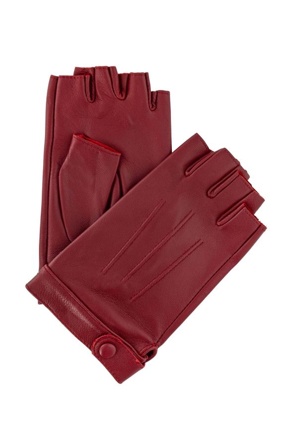 Ochnik - Skórzane rękawiczki damskie samochodowe. Kolor: czerwony. Materiał: skóra