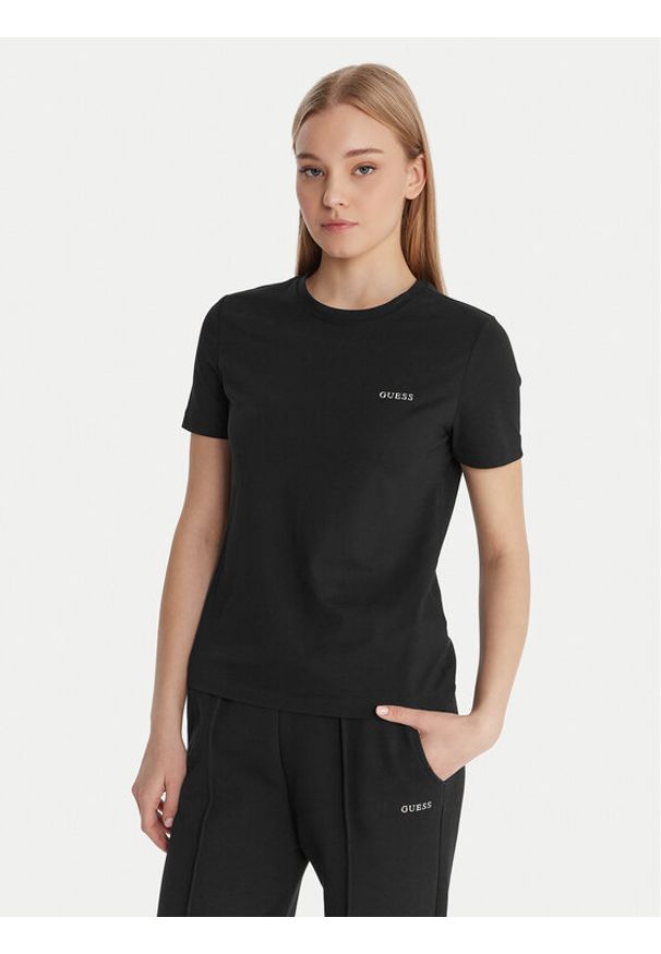 Guess T-Shirt V6RI07 J1314 Czarny Regular Fit. Kolor: czarny. Materiał: bawełna