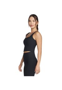 skechers - Biustonosz sportowy damski Go Flex Rib Longline Bra. Kolor: czarny. Materiał: nylon