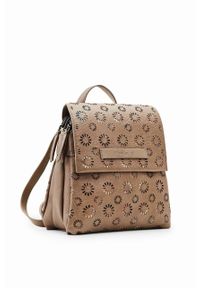 Desigual plecak damski kolor brązowy mały wzorzysty. Kolor: brązowy #4