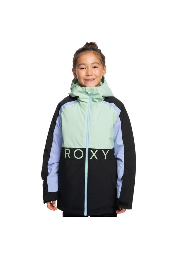 Kurtka narciarska dla dzieci Roxy Snowmist membrana 10K/15K. Kolor: zielony. Materiał: poliester. Sezon: zima. Sport: narciarstwo