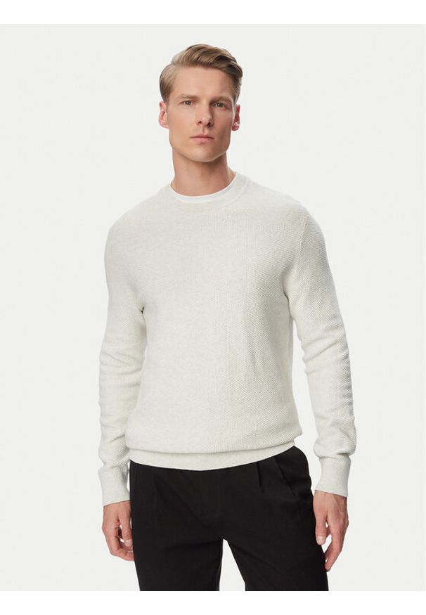 Calvin Klein Sweter LV04LF304G Szary Regular Fit. Kolor: szary. Materiał: bawełna