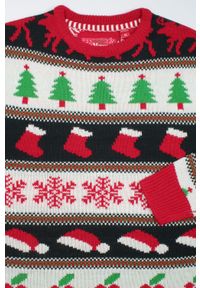 Sweter Świąteczny, w Choinki, Czapki, Skarpetki Mikołajowe, Śmieszny na Prezent, Męski -Brave Soul. Materiał: akryl. Styl: wizytowy