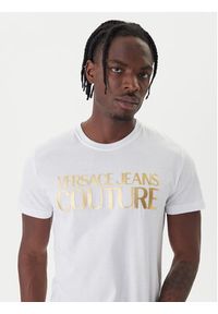 Versace Jeans Couture T-Shirt 79GAHT05 CJ00T Biały Regular Fit. Kolor: biały. Materiał: bawełna #5