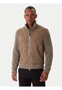 BOSS Kurtka skórzana H-Maparo 50547673 Beżowy Regular Fit. Kolor: beżowy. Materiał: skóra