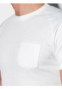 Ombre Clothing - T-shirt męski bez nadruku - biały S1182 - M. Kolor: biały. Materiał: bawełna, tkanina, poliester. Styl: klasyczny