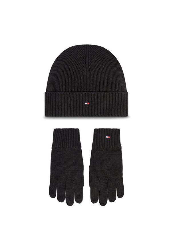 TOMMY HILFIGER - Tommy Hilfiger Zestaw Czapka i Rękawiczki AM0AM12938 Czarny. Kolor: czarny. Materiał: bawełna, materiał