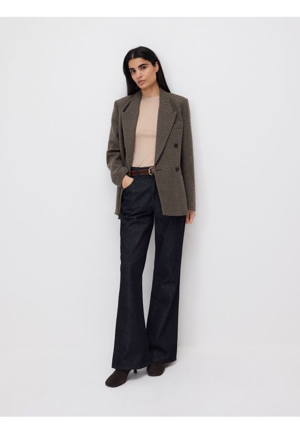 Reserved - Dwurzędowa marynarka z wełną - wielobarwny. Materiał: wełna