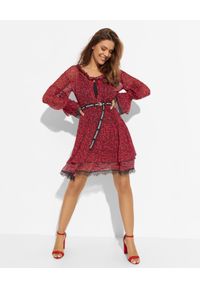 Ermanno Firenze - ERMANNO FIRENZE - Czerwona sukienka mini z wiskozy. Kolor: czerwony. Materiał: wiskoza. Długość rękawa: długi rękaw. Długość: mini #6