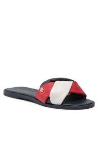 TOMMY HILFIGER - Tommy Hilfiger Klapki Feminine Weave Flat Sandal FW0FW06669 Czarny. Kolor: czarny. Materiał: skóra