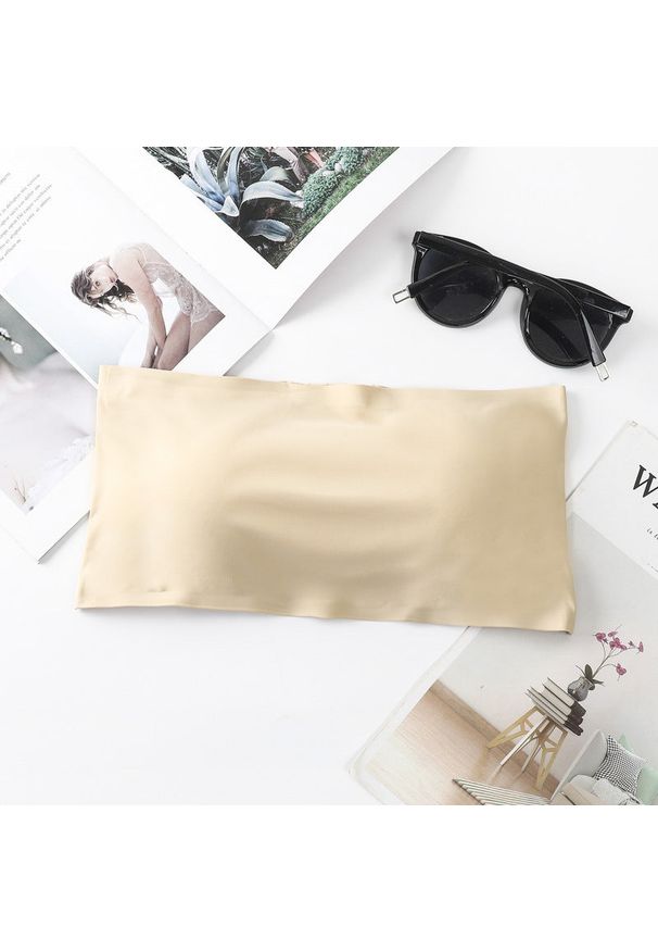 Intica - Top usztywniany bez ramiączek do codziennych i eleganckich stylizacji Snezha. Kolor: beżowy. Materiał: tkanina