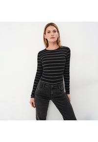 Mohito - Bluzka w paski - Czarny. Kolor: czarny. Wzór: paski #1