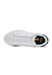 Ralph Lauren - RALPH LAUREN - Skórzane białe sneakersy z logo. Nosek buta: okrągły. Kolor: biały. Materiał: skóra. Wzór: napisy. Obcas: na płaskiej podeszwie #2