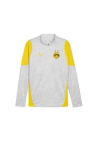 Puma - Męska bluza treningowa Borussia Dortmund z zamkiem 1/4 PUMA. Kolor: szary, żółty, wielokolorowy. Sport: piłka nożna