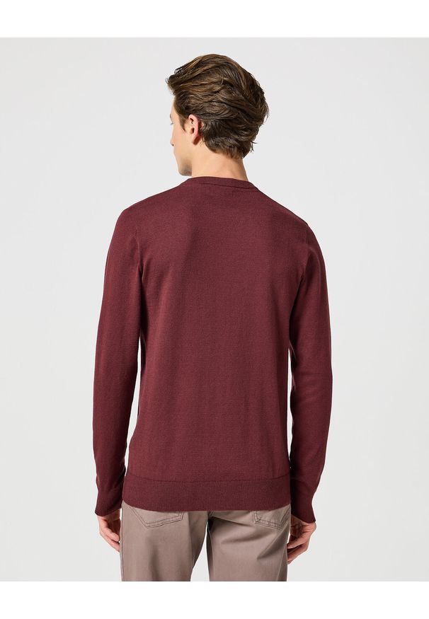 Wrangler - WRANGLER MĘSKI SWETER KNIT SWEATER DAHLIA 112357203 W8F2016299. Okazja: na co dzień. Typ kołnierza: bez kaptura. Materiał: wełna, bawełna, poliamid, nylon, materiał. Długość rękawa: długi rękaw. Długość: długie. Styl: elegancki, casual