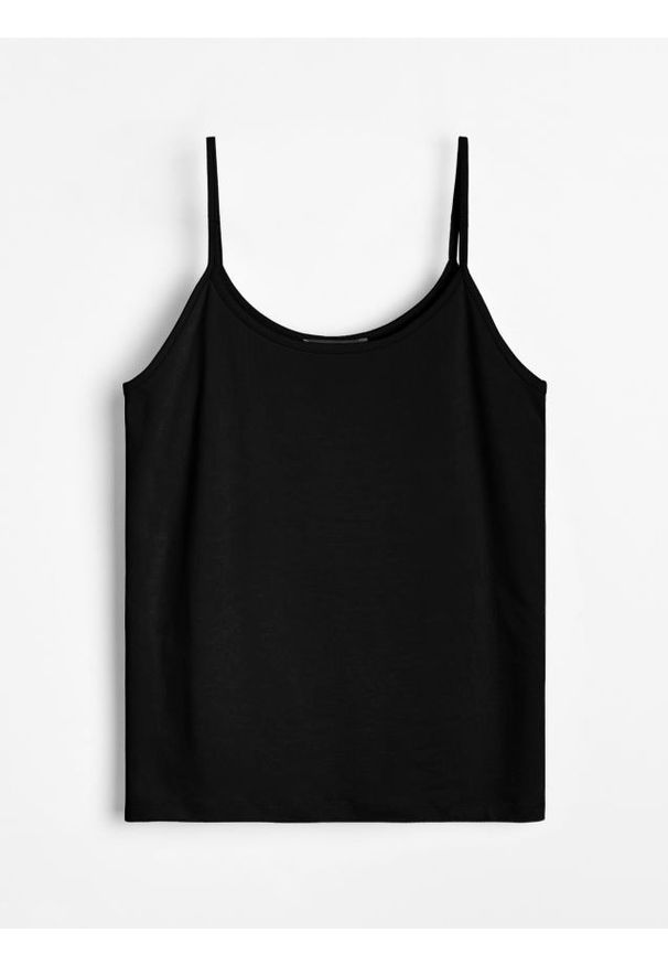 Sinsay - Koszulka na ramiączkach - czarny. Kolor: czarny. Długość rękawa: na ramiączkach