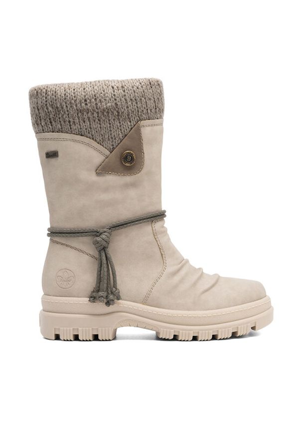 Rieker Kozaki X8283-60 Beżowy. Kolor: beżowy. Materiał: materiał