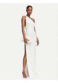 Elisabetta Franchi Sukienka wieczorowa AM-43B-62E2-V600 Kremowy Slim Fit. Kolor: kremowy. Materiał: wiskoza. Styl: wizytowy #4