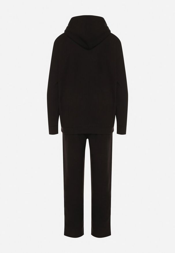 Born2be - Czarny Bawełniany Komplet Dresowy z Bluzą i Spodniami Zansira. Kolor: czarny. Materiał: bawełna, dresówka. Sport: turystyka piesza