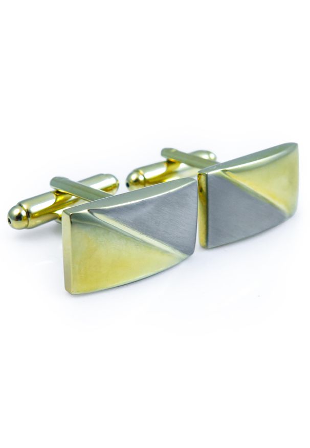 Modini - Prostokątne srebrno-złote spinki do mankietów N96. Kolor: srebrny, złoty, wielokolorowy