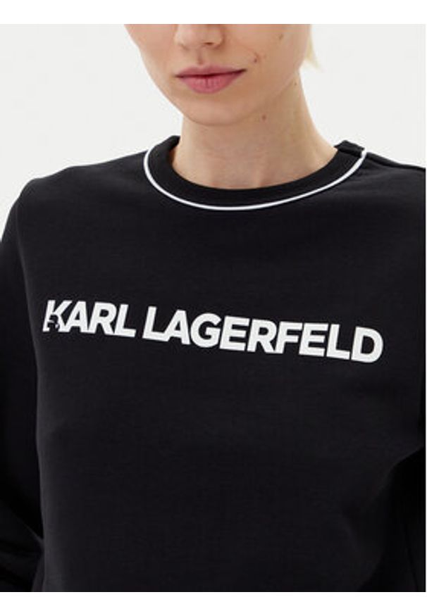 Karl Lagerfeld - KARL LAGERFELD Bluza A2W20066 Czarny Regular Fit. Typ kołnierza: dekolt w karo. Kolor: czarny. Materiał: bawełna