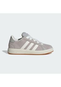 Adidas - Buty Grand Court 00s Kids. Kolor: brązowy, biały, wielokolorowy, szary. Materiał: tworzywo sztuczne, materiał. Sport: turystyka piesza