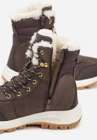 Renee - Ciemnobrązowe Botki Trekkingowe na Platformie ze Sznurowaniem Labrinna. Zapięcie: sznurówki. Kolor: brązowy. Materiał: jeans. Sezon: zima. Obcas: na platformie. Styl: elegancki