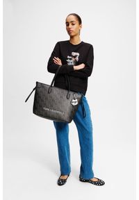 Karl Lagerfeld - KARL LAGERFELD Czarna damska bluza z cyrkoniami Ikon Rs Duo, Rozmiar L. Kolor: czarny #5
